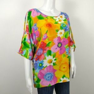 Jams World 50 Year Anniversary Hoki Poki Floral Cold Shoulder Blouse EUC size S